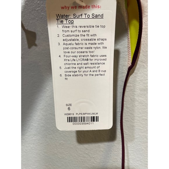 NWT Rare Lululemon Reversible Water: Surf To Sand Tie Top A/B - Picture 7 of 14